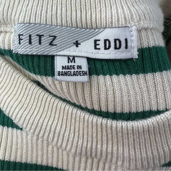 Fitz + Eddi Green & Cream Striped Ribbed Knit Tank Top Size M - Picture 5 of 6